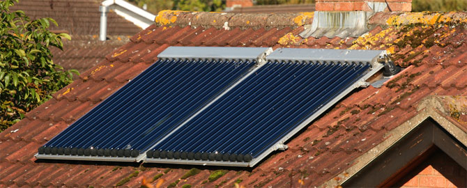 Home with solar thermal panels