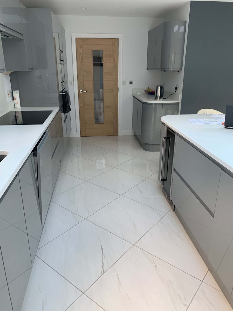 Kitchen with underfloor heating installed