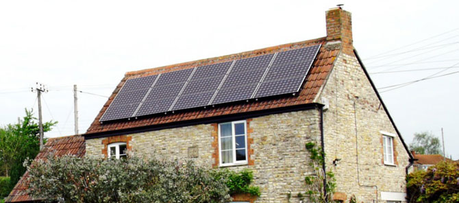 Solar photovoltaic panels in domestic roof