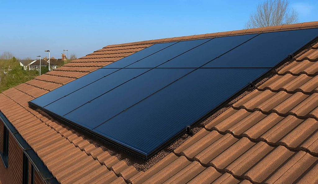 Solar panels on tiled roof